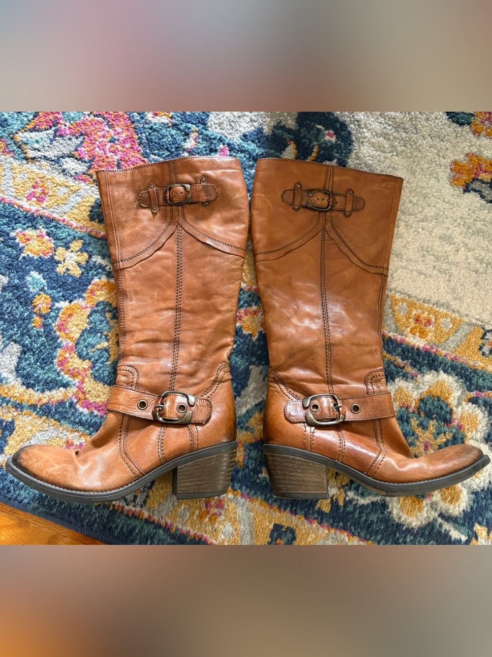 Clarks Women's Tall Buckle Leather Riding Boots - Tan
